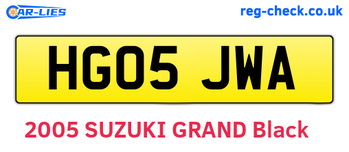 HG05JWA are the vehicle registration plates.