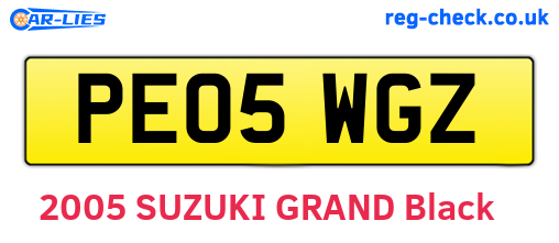 PE05WGZ are the vehicle registration plates.