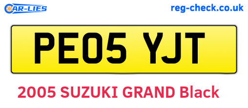 PE05YJT are the vehicle registration plates.