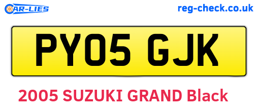 PY05GJK are the vehicle registration plates.