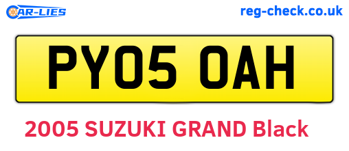 PY05OAH are the vehicle registration plates.