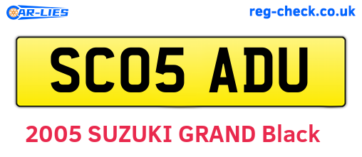 SC05ADU are the vehicle registration plates.