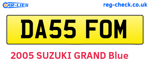 DA55FOM are the vehicle registration plates.