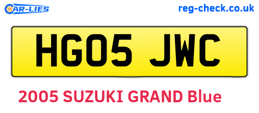 HG05JWC are the vehicle registration plates.