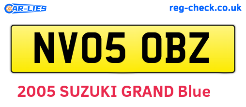 NV05OBZ are the vehicle registration plates.
