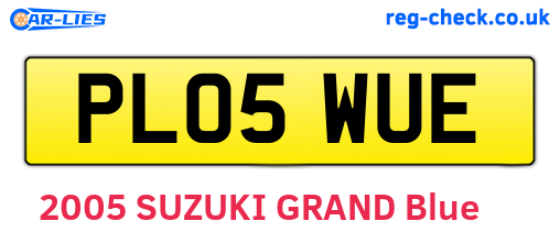 PL05WUE are the vehicle registration plates.
