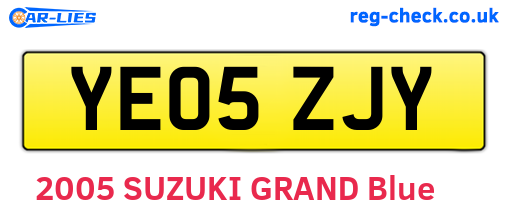 YE05ZJY are the vehicle registration plates.