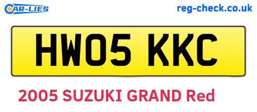 HW05KKC are the vehicle registration plates.