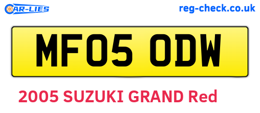 MF05ODW are the vehicle registration plates.