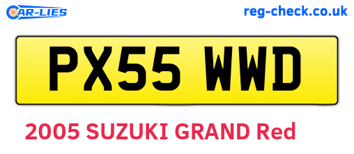 PX55WWD are the vehicle registration plates.