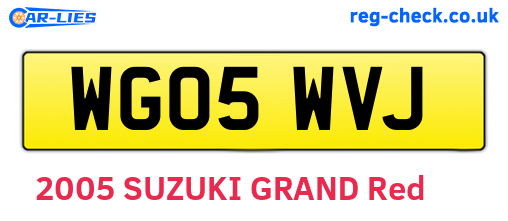 WG05WVJ are the vehicle registration plates.