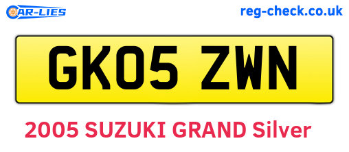 GK05ZWN are the vehicle registration plates.