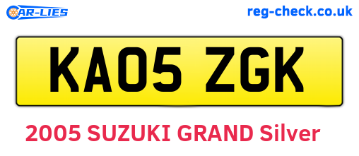 KA05ZGK are the vehicle registration plates.