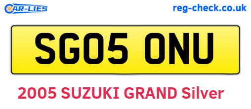 SG05ONU are the vehicle registration plates.