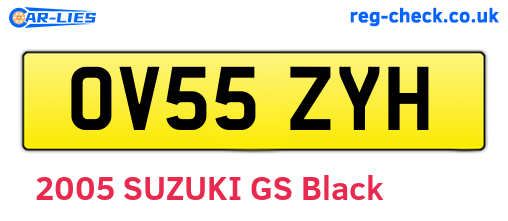 OV55ZYH are the vehicle registration plates.