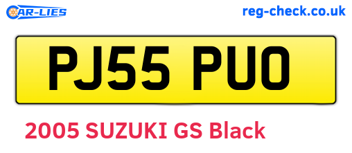 PJ55PUO are the vehicle registration plates.