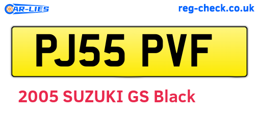 PJ55PVF are the vehicle registration plates.
