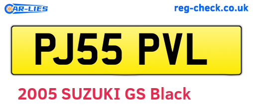 PJ55PVL are the vehicle registration plates.