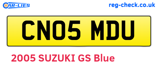 CN05MDU are the vehicle registration plates.