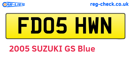 FD05HWN are the vehicle registration plates.