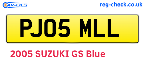 PJ05MLL are the vehicle registration plates.