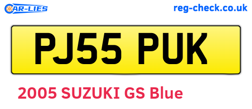 PJ55PUK are the vehicle registration plates.