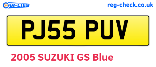 PJ55PUV are the vehicle registration plates.