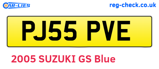 PJ55PVE are the vehicle registration plates.