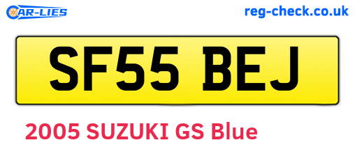 SF55BEJ are the vehicle registration plates.