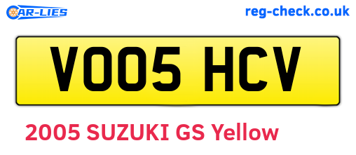 VO05HCV are the vehicle registration plates.