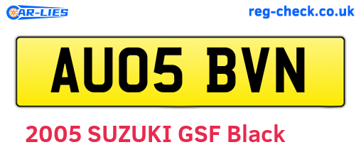 AU05BVN are the vehicle registration plates.