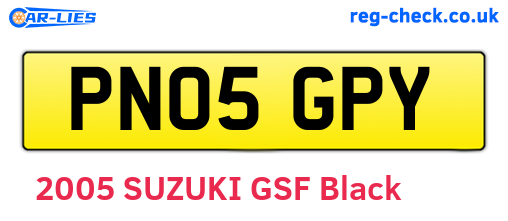 PN05GPY are the vehicle registration plates.