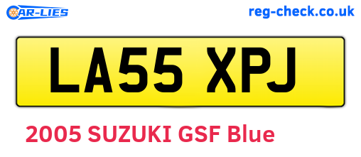 LA55XPJ are the vehicle registration plates.