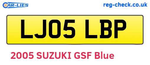 LJ05LBP are the vehicle registration plates.