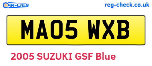 MA05WXB are the vehicle registration plates.