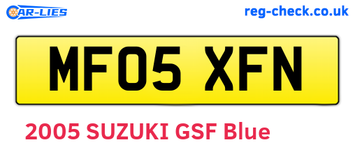 MF05XFN are the vehicle registration plates.