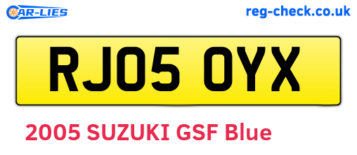 RJ05OYX are the vehicle registration plates.