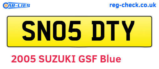 SN05DTY are the vehicle registration plates.