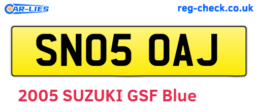 SN05OAJ are the vehicle registration plates.