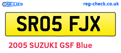 SR05FJX are the vehicle registration plates.