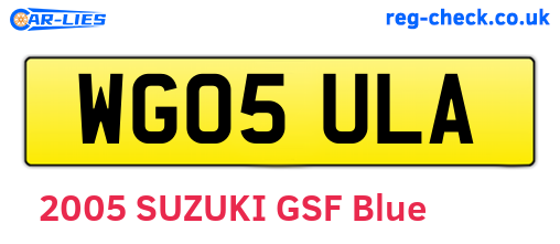 WG05ULA are the vehicle registration plates.