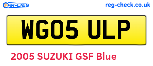 WG05ULP are the vehicle registration plates.