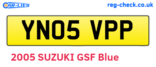 YN05VPP are the vehicle registration plates.