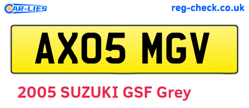 AX05MGV are the vehicle registration plates.