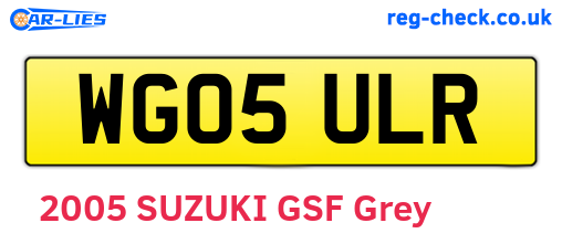 WG05ULR are the vehicle registration plates.