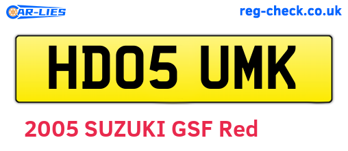 HD05UMK are the vehicle registration plates.
