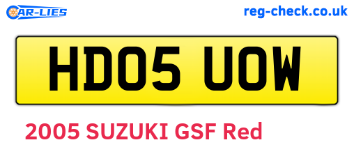 HD05UOW are the vehicle registration plates.