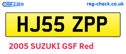 HJ55ZPP are the vehicle registration plates.