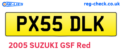 PX55DLK are the vehicle registration plates.