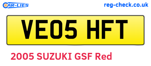 VE05HFT are the vehicle registration plates.